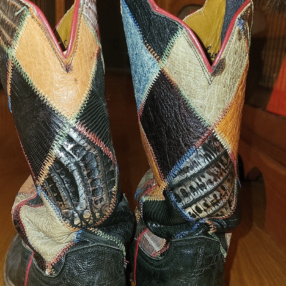 Lucchese Multicolor Patchwork Cowboy Boots - image 4